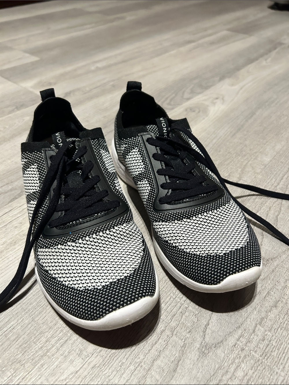 Vionic Black and White Knit Lace-Up Sneakers